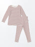 LC Waikiki Crew Neck Long Sleeve Striped Baby Girl Pajama Set